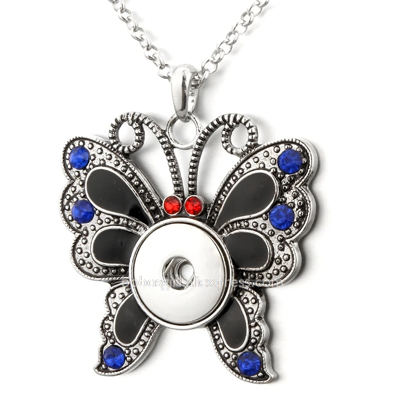18mm snap necklace XH1953 хрустальный крест цветок Любовь надеюсь Слон Бабочка 18 мм кнопки ювелирные изделия свитер цепи ожерелье и подвески DIY - Окраска металла: 18mm snap necklace