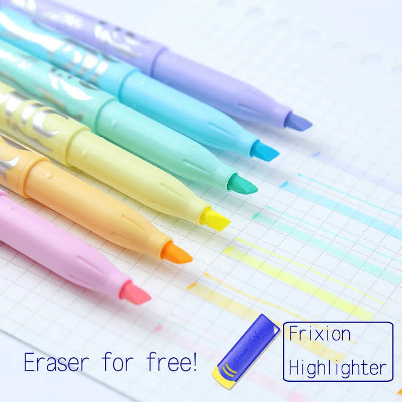 

Pilot FriXion Erasable Markers 6pcs Pastel Highlighters Soft Color Erasable Pen Kawaii Stationery Scrapbooking Pens For School