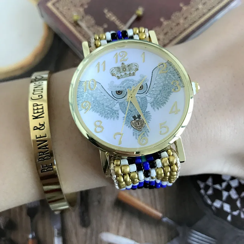 Женские кварцевые часы в богемном стиле повседневные с цветным циферблатом виде