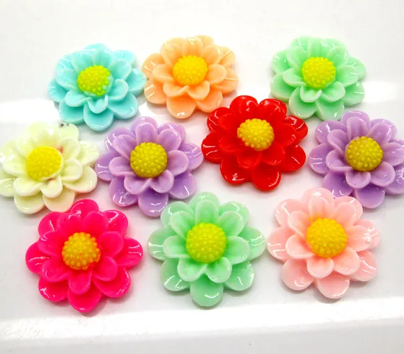 

30Pcs Mixed Resin Flower Beads Decoration Crafts Flatback Cabochon Scrapbooking Fit Phone Embellishments Diy Accessories