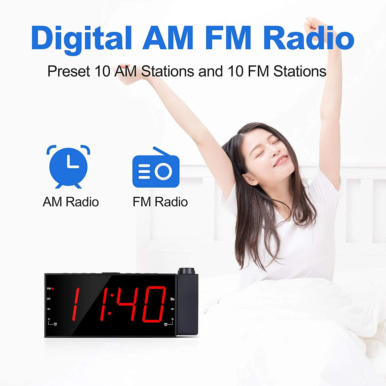 ЖК-цифровые настенные часы AM/FM радио таймер сна спальня стол настенные часы для потолка usb зарядный порт для путешествий спальня s Кухня