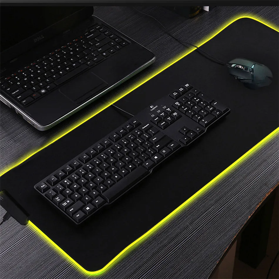 Светодиодный игровой коврик для мыши, RGB, негабаритный, светящийся, USB, светодиодный, с расширенной подсветкой, клавиатура, не скользит, одеяло, коврик для DOTA PUBG