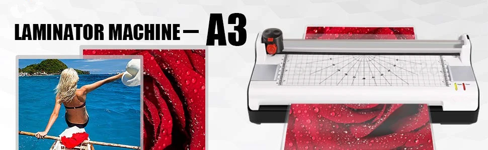 Термический ламинатор для A3/A4/A6, 2 роликовых системы ламинатор с триммером и угловым округлением Быстрый разогрев для домашнего офиса