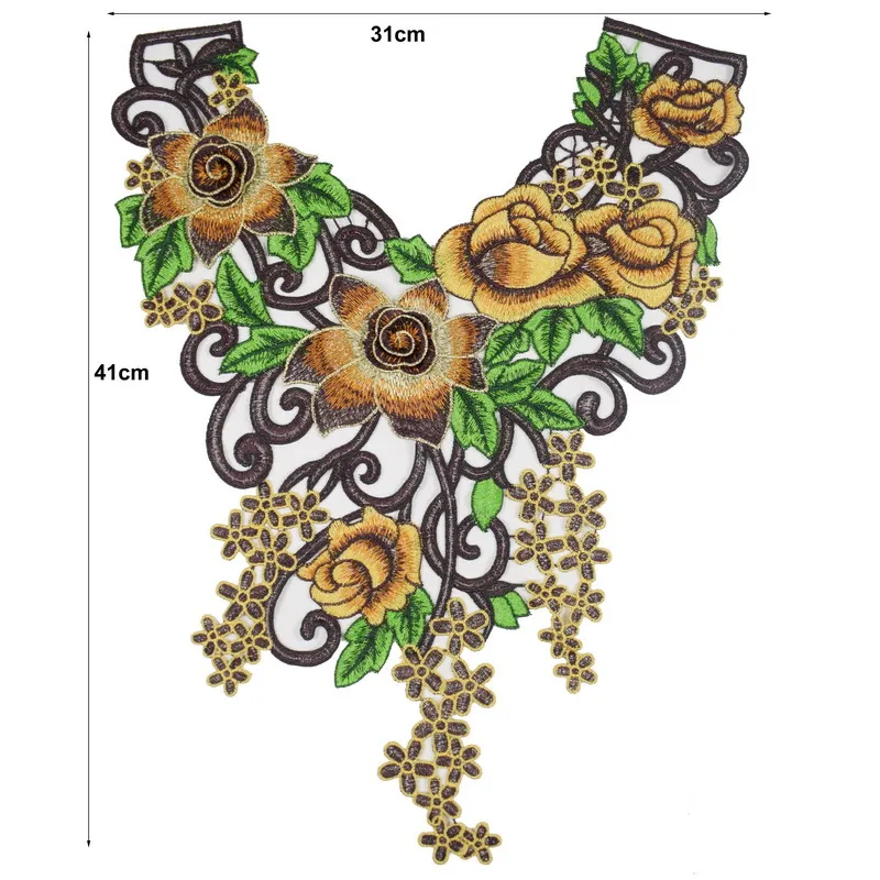 3D Brown Flower Lace Neckline Collar Fabric DIY Manual Wedding Decoration Trim Sewing Scrapbooking | Дом и сад