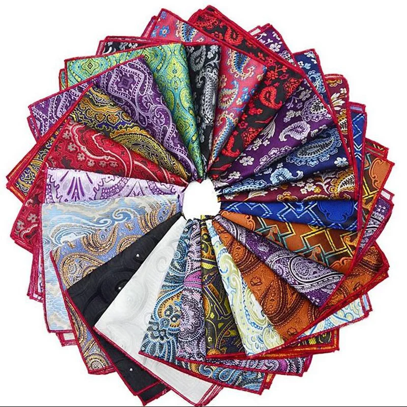 Горячая продажа джентльмен Пейсли цветок полиэстер шелк Hanky Мужчины Жених карман