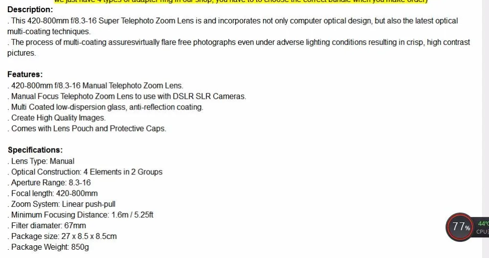 420-800 мм F/8,3-16 Супер телефото зум-объектив для Canon Nikon sony Pentax DSLR Камера DHL