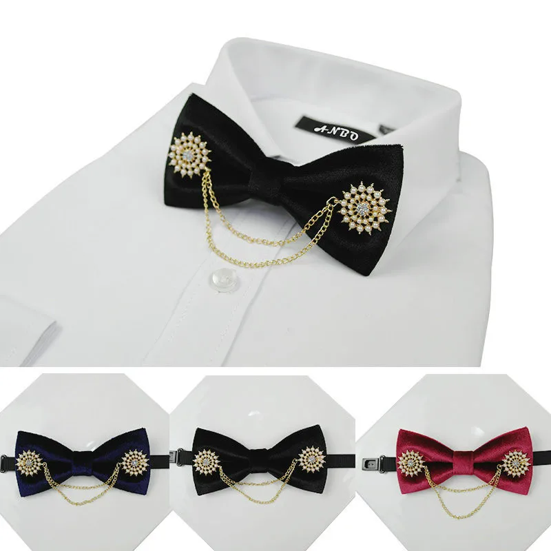 Fashion Necktie Groom Korean Pearl Bow Ties Luxury Wedding Birthday Party toastmaster Gifts Elegant Butterfly Tie | Аксессуары для