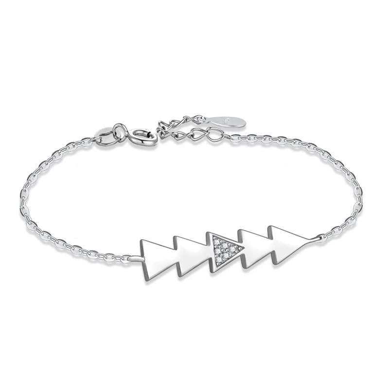 

New Silver Jewelry Girl 925 Sterling Silver Bracelet Triangle Pendant Geometric Bracelet Bijoux