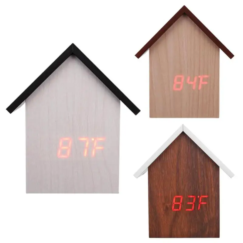 Светодиодный деревянный зерна электронный будильник Интеллектуальный