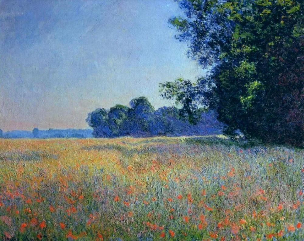 

High quality Oil painting Canvas Reproductions Oat and Poppy Field, Giverny (1890) By Claude Monet Painting hand painted