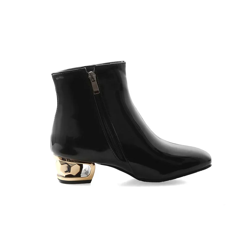 

ASUMER 2020 fashion ankle boots for women square toe zip autumn winter boots thick high heels shoes ladies boots women plus size