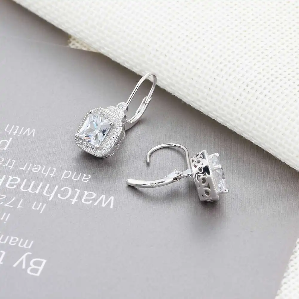 Женские серьги кольца из серебра 925 пробы с фианитом|hoop earrings|earrings forearrings for women |
