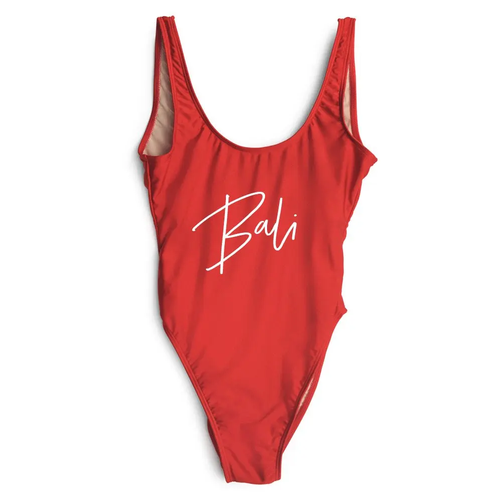 

Summer Style Women Sexy Bodysuit BALI Lettet Print Swimwear Bathing Suit Jumpsuits Beachwear High-Quality