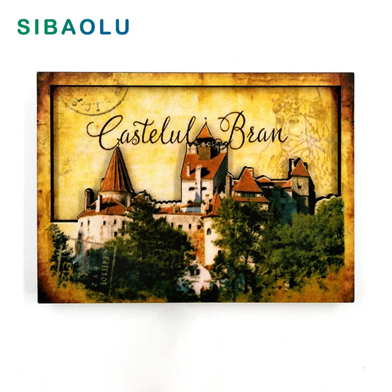 

Romania Castelul Bran Travel Souvenir Scenery 3D High-end Wood Fridge Magnets Gift Refrigerator Magnetic Sticker Home Decoration