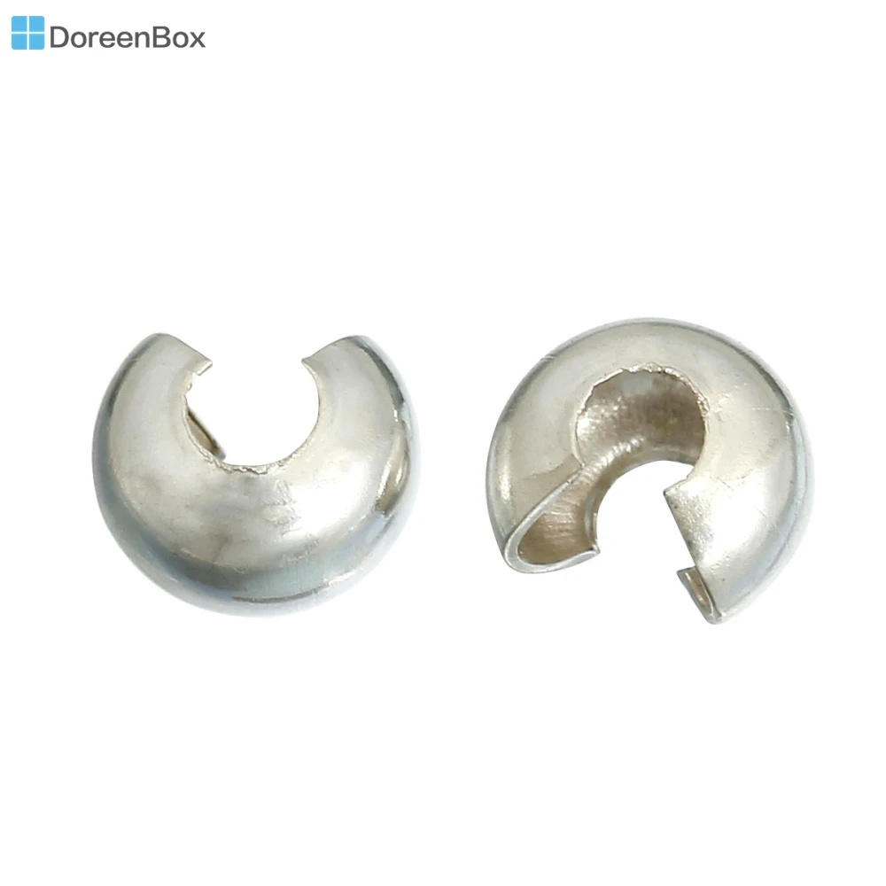 Doreen Box hot- 500 шт Серебристые цветные Обжимные бусины 4 мм x 3 (1/8 &quotx 1/8&quot) | Украшения и