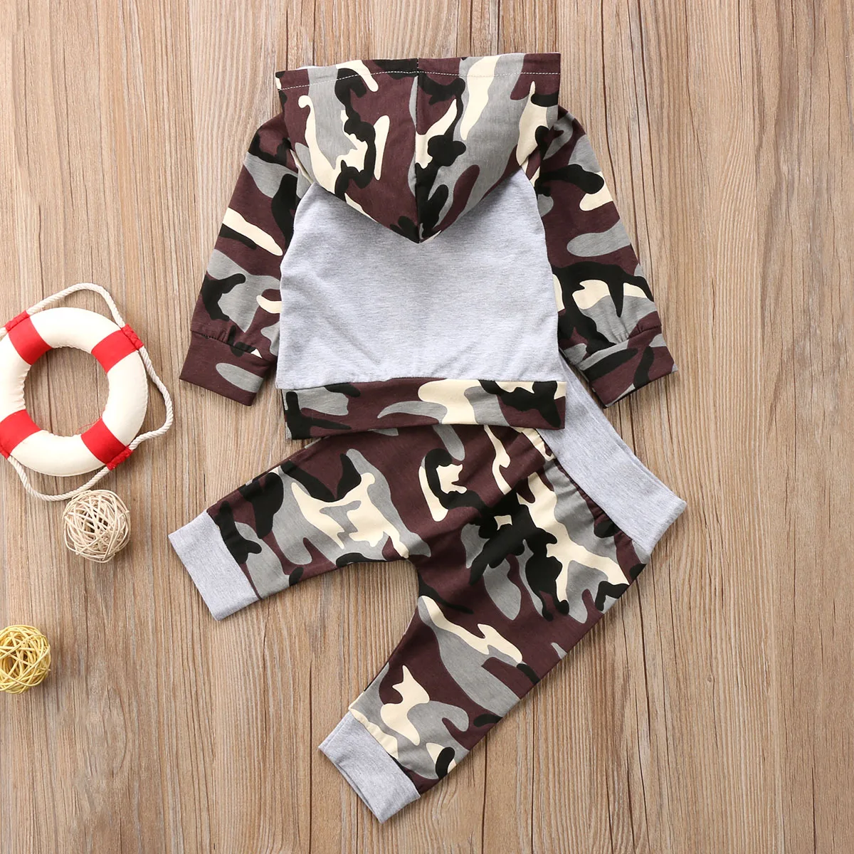 Модный комплект одежды из 2 предметов для новорожденных мальчиков камуфляжный