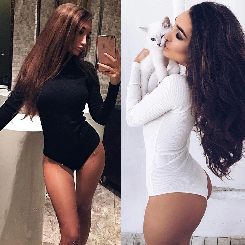

Sought-After Women Lady Sexy Long Sleeve Shirt Jumpsuit Bodysuit Stretch Leotard Top