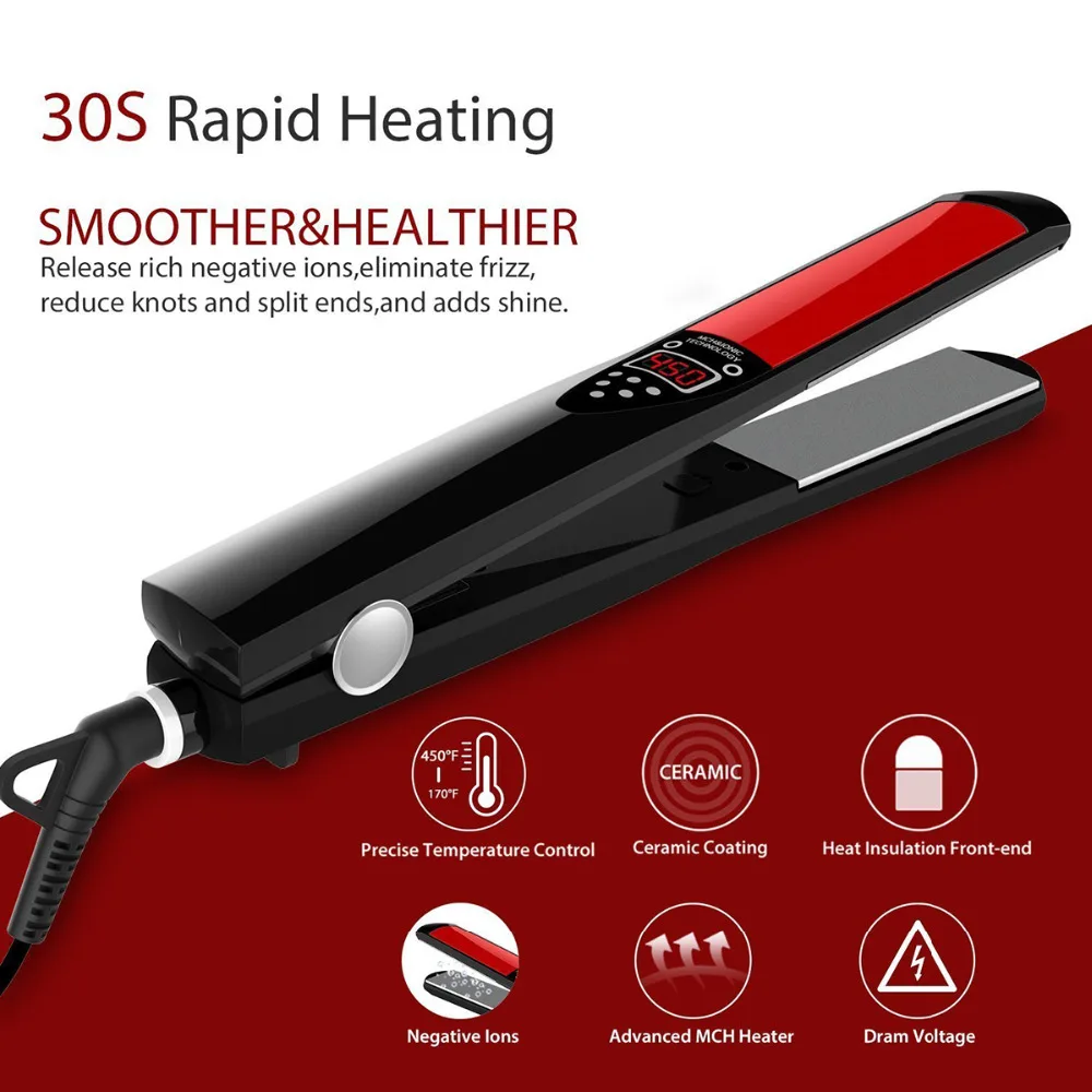 Выпрямитель для волос 470 ℉ Титановая пластина Flat Iron 240г. ℃ Высокотемпературные