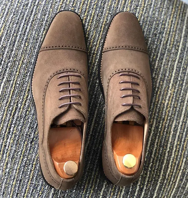 Туфли мужские классические натуральная кожа замша нубук винтажные резные швы