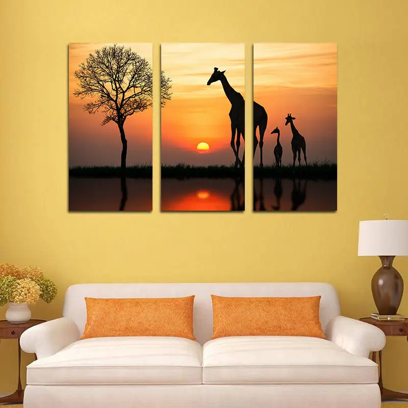 3 Pcs Animal Giraffes Oil Painting On Canvas HD Print Pictures Modular Work Art Poster for Home Living Room No Frame | Дом и сад