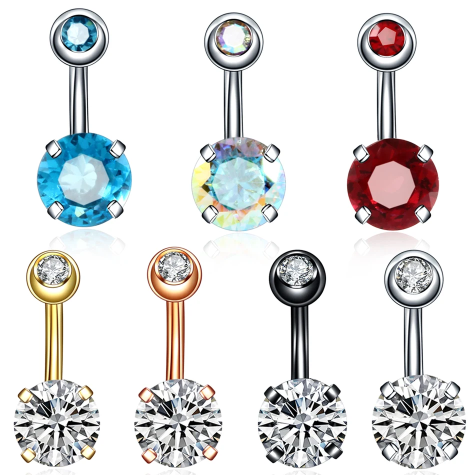 

1PC Steel Piercings Ombligo 14G Navel Stud Piercings Crystal Belly Button Piercing Dangle Earrings Nombril Piercing Body Jewelry