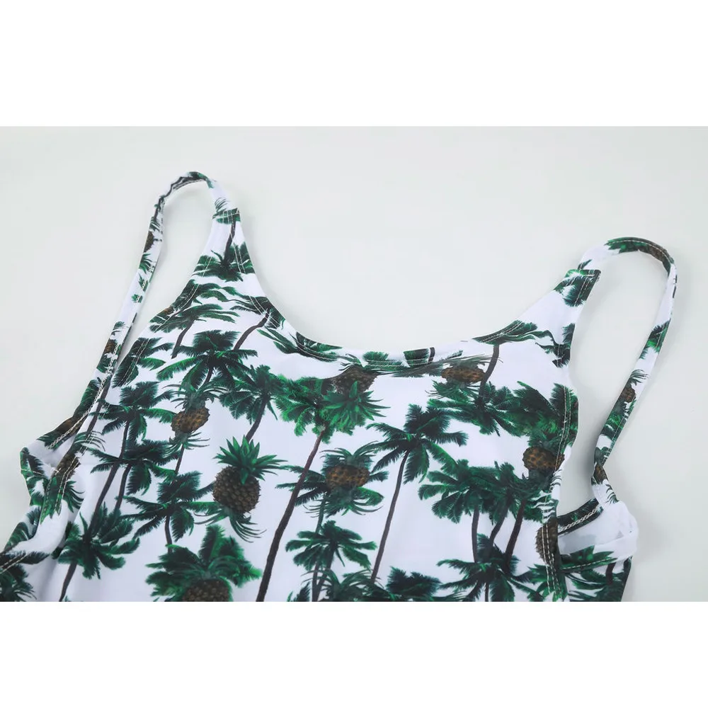 Женский цельный купальник пуш ап пикантный монокини с принтом листьев купальный