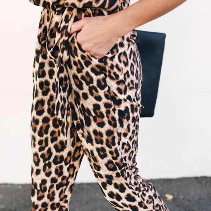 Fannic Sexy Ladies Fashion Leopard Jumpsuit Spring New Temperament Commute Fit Comfort Jumpsuit