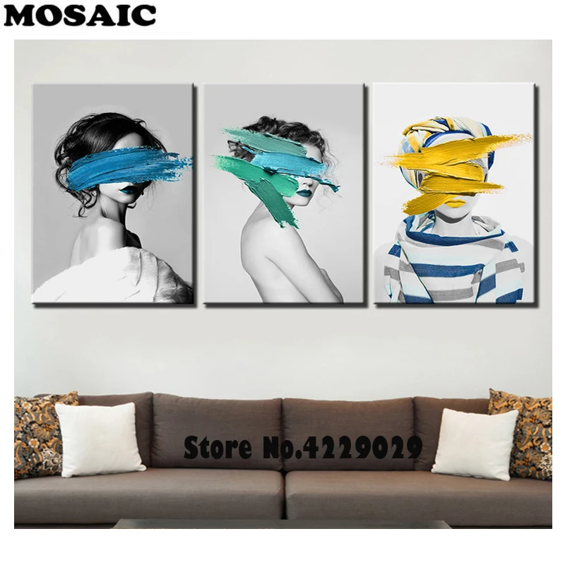

3pcs Creative Sexy Women 5d diy Diamond Painting Square/round drill Diamond Embroidery Pictures of Rhinestone wall sticker