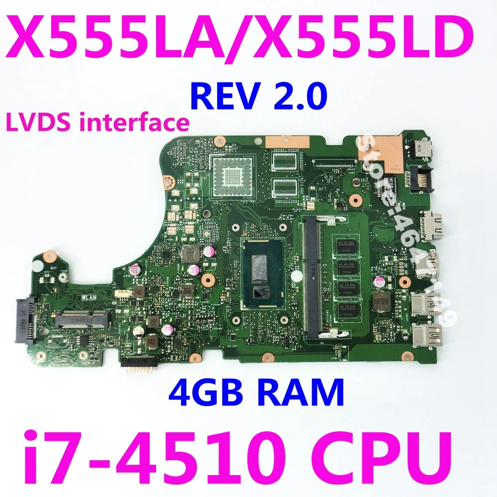 X555LA i7-4510 CPU 4GB RAM Mainboard REV 2.0 For ASUS X555LD X555L F555L K555L W519L Laptop Motherboard Test 100% OK  Компьютеры