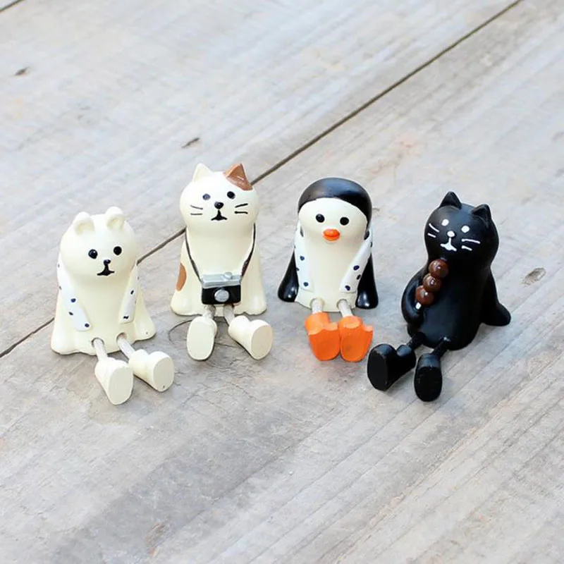 1 шт. Kawaii Cat Bear Penguin миниатюрная Статуэтка Япония Zakka Животное украшение мини-Сказочный Сад Смола ремесло игрушка подарок орнамент