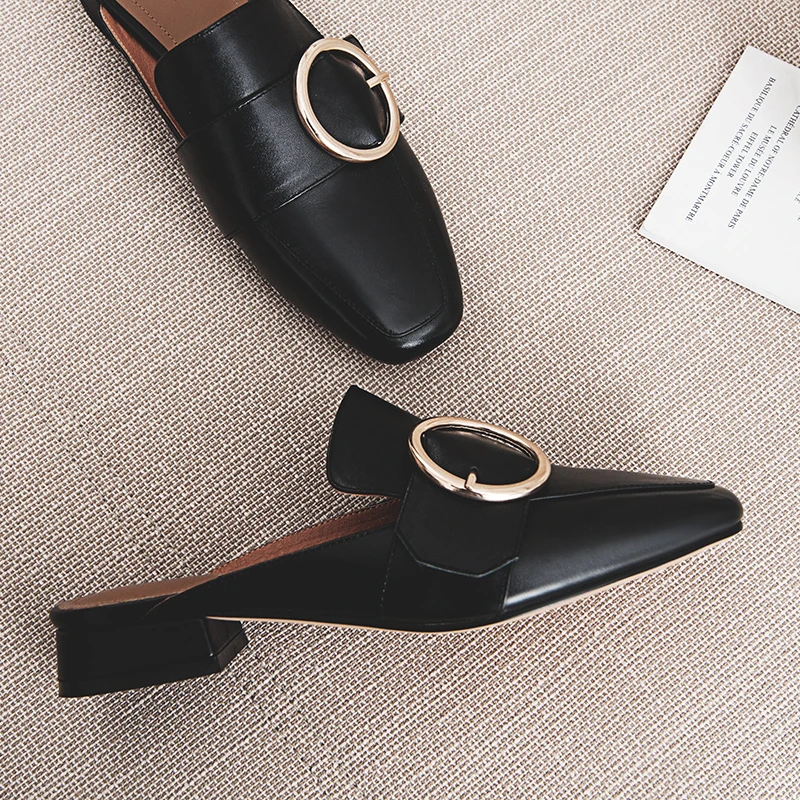 Мюли женские без застежки повседневная обувь на плоской подошве уличные тапочки