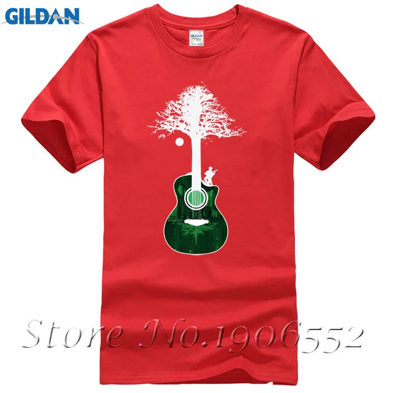 Men's Geek Acoustic Guitar Shirt Custom Short Sleeve Tree Root Tee Shirts Hip Hop Top Tees Any Logo Size | Мужская одежда