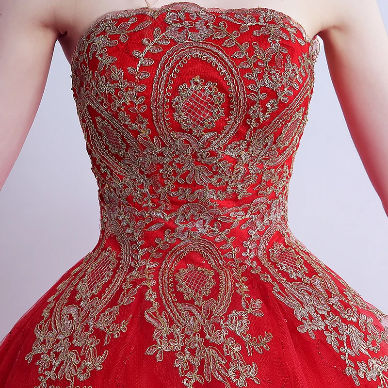 Женское винтажное свадебное платье Beauty Emily красное кружевное с длинным шлейфом