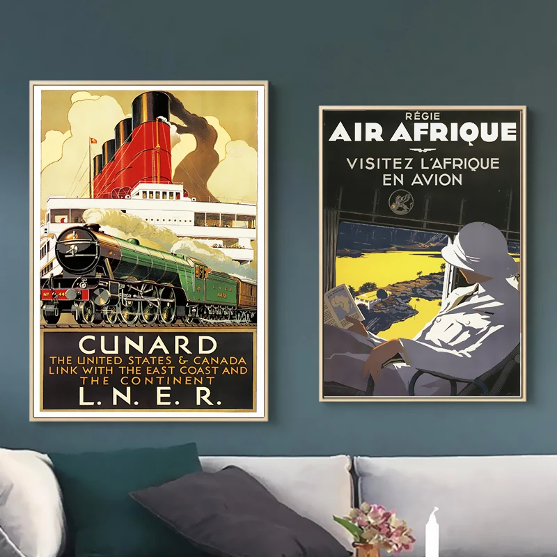 Винтажный рекламный постер Cunard & the Flying Scotsman классические холщовые картины
