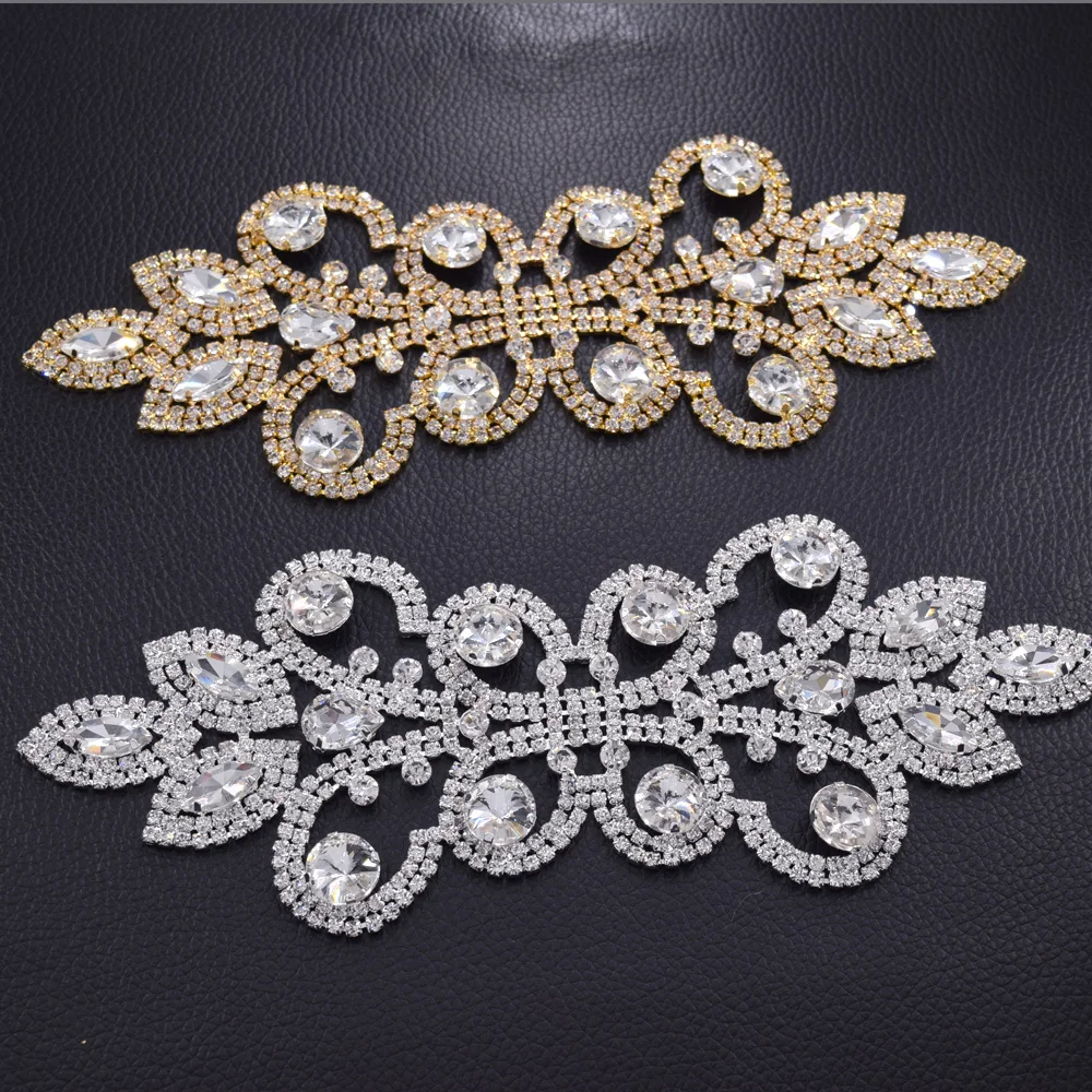 DIY 2 шт./лот ручная вышивка бисером розовое золото серебро Свадебная аппликация с