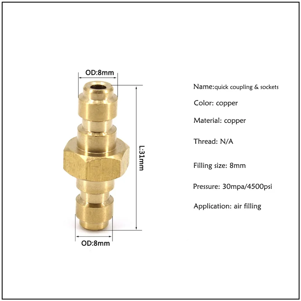 PCP Airforce Пейнтбольная медь высокого давления с двойным концом штепсельная вилка