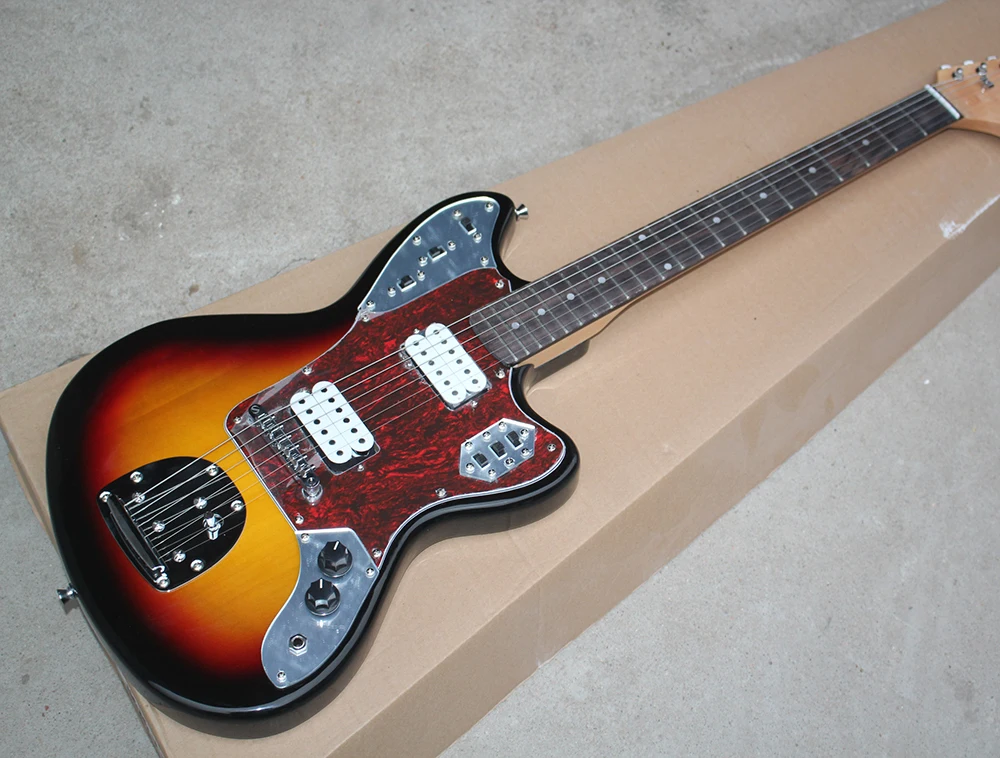 

JA GUITAR Tobacco Sunburst Body Electric Guitar with Red Tortoise Shell Pickguard,Rosewood Fretboard,Offer Customized