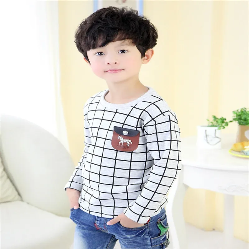 Детская зимняя ФЛИСОВАЯ ФУТБОЛКА в клетку с круглым вырезом|boys t shirt|t shirts forboy |