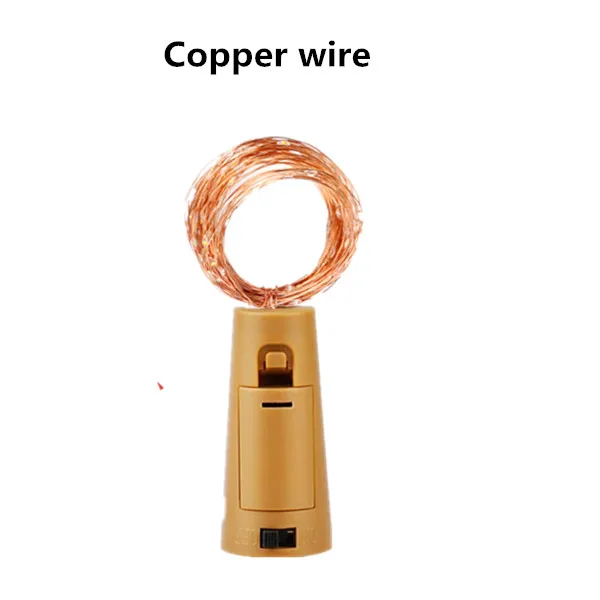 Copper wire Гирлянды 2 м 20 светодиодный S светильники в форме винных бутылок с пробкой встроенный аккумулятор светодиодный пробковый серебристый провод красочный Сказочный мини - Испускаемый цвет: Copper wire