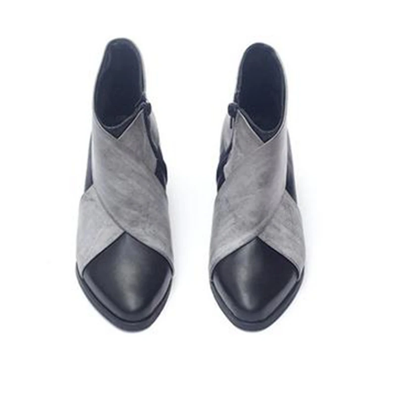 Женские весенние ботильоны на платформе и высоком каблуке увеличивающие рост