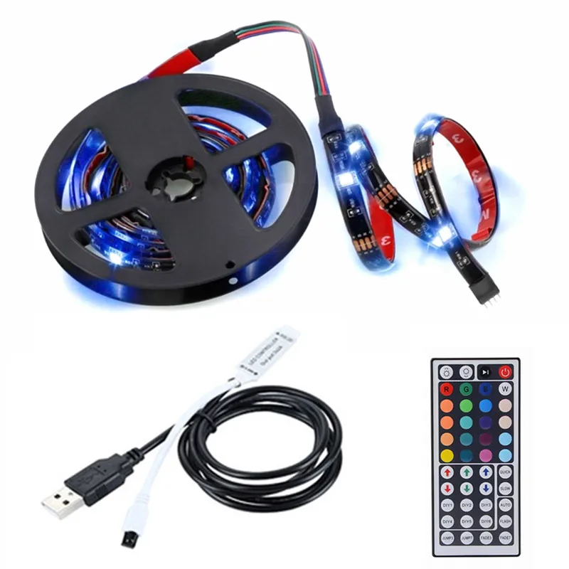 5 V RGB гибкий USB LED полосы света 5050 SMD жало лента клейкая фона ленты ТВ Подсветка для ТВ компьютер Экран дисплея