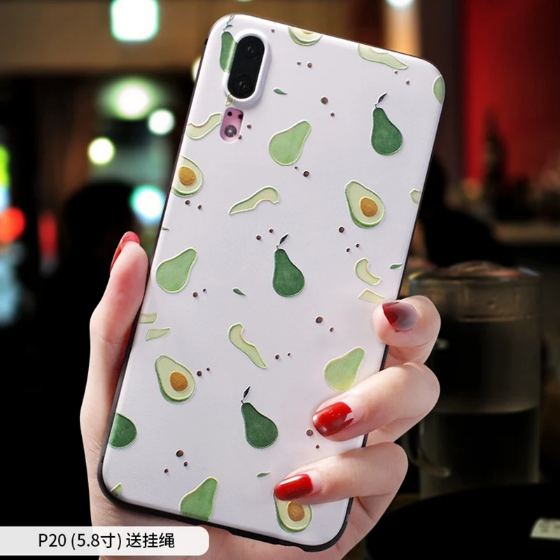 Милый мультяшный чехол с тиснением авокадо персик для huawei P30 PRO, P20 PRO, MATE 20 PRO 20 X, P10 PLUS чехол P30PRO P20PRO MATE20X - Цвет: 12 P20