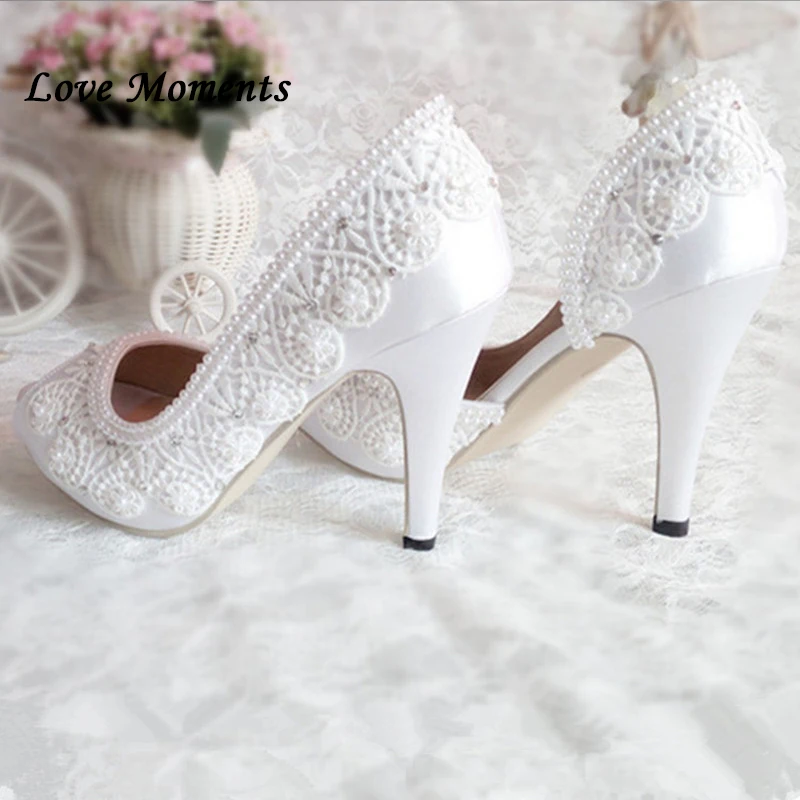 Новое поступление белые свадебные туфли на высоком каблуке со шнуровкой женские