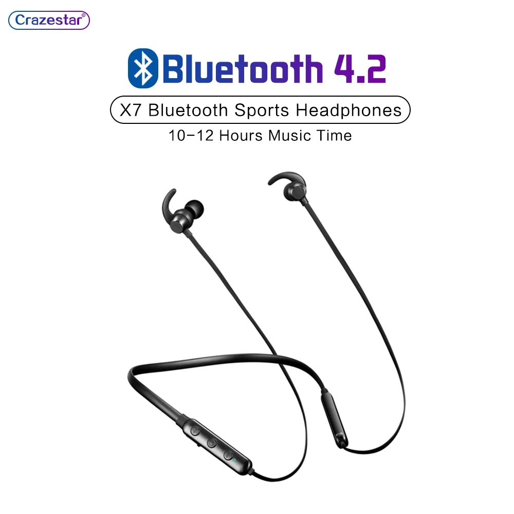 Новинка X7 беспроводные наушники Bluetooth спортивные V4.2 сзади на шее висят hi fi стерео
