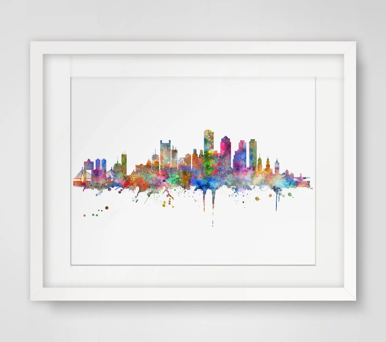 Бостонский Skyline художественный Рисунок вдохновляющий Городской Пейзаж