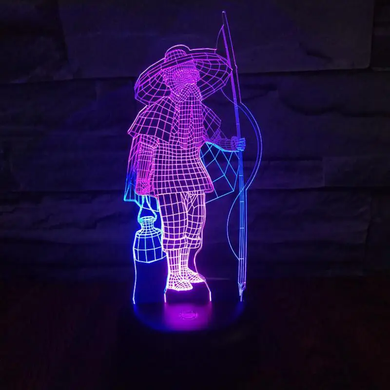 СВЕТОДИОДНЫЙ 3d цветной ночник в рыбацком стиле креативный визуальный сенсорный