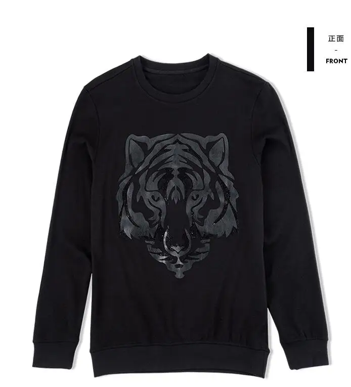 Осень Тигр Для мужчин с длинным рукавом Sweatershirt Цветочные стерео Стразы вязаный