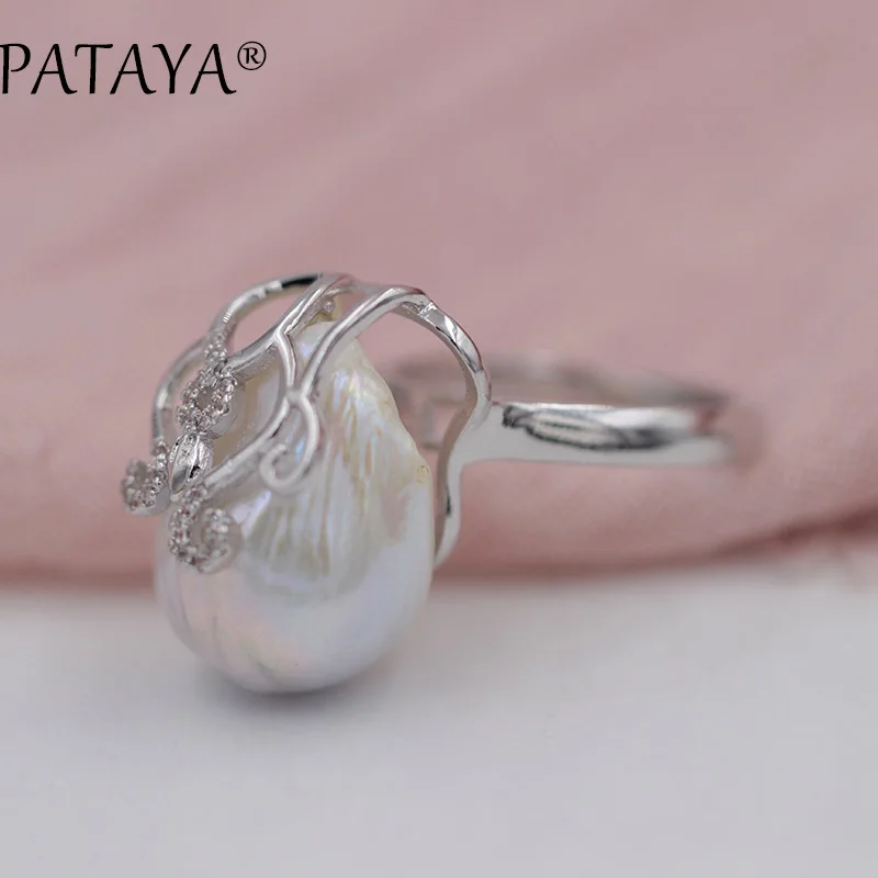 Открытые Кольца PATAYA с большими искусственными жемчужинами оригинальное белое