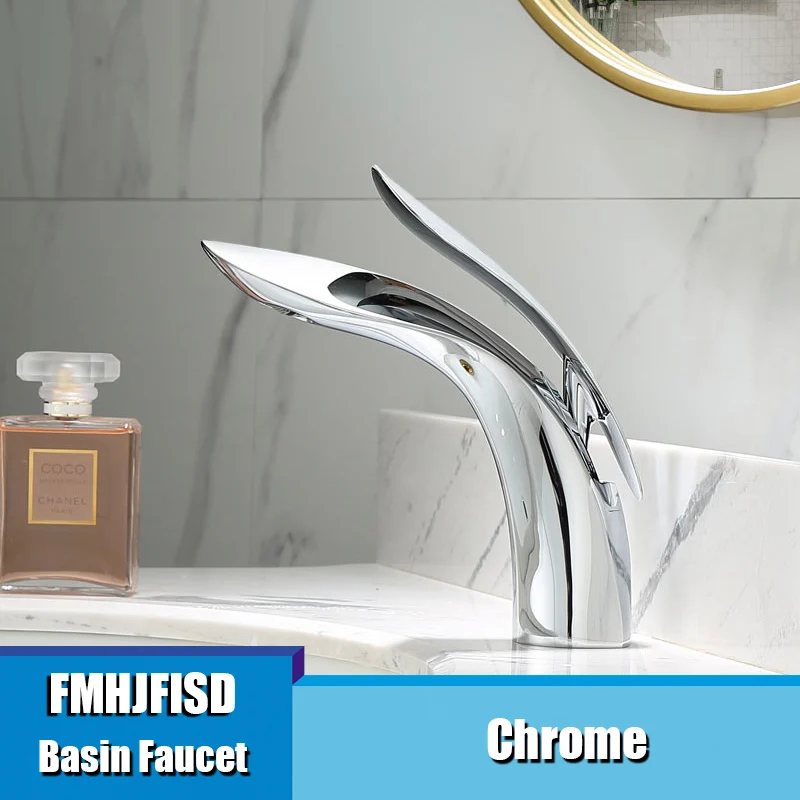 Chrome FMHJFISD Золотой/хром/белый/ORB полированный смеситель для раковины с одной ручкой на одно отверстие смеситель для ванной комнаты 5 цветов на выбор - Цвет: Chrome