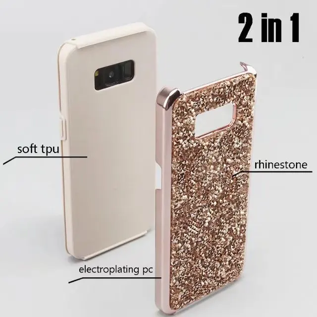 ENCHICAS Luxury Bling Rhinestone Diamond Cover for Samsung Galaxy S8 Note 8 Pink Rose Gold Case Girls Women Capa Plus |